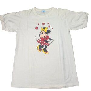 Vintage Walt Disney Character Fashions Minnie Mouse "Hearts" T-Shirt Size Large